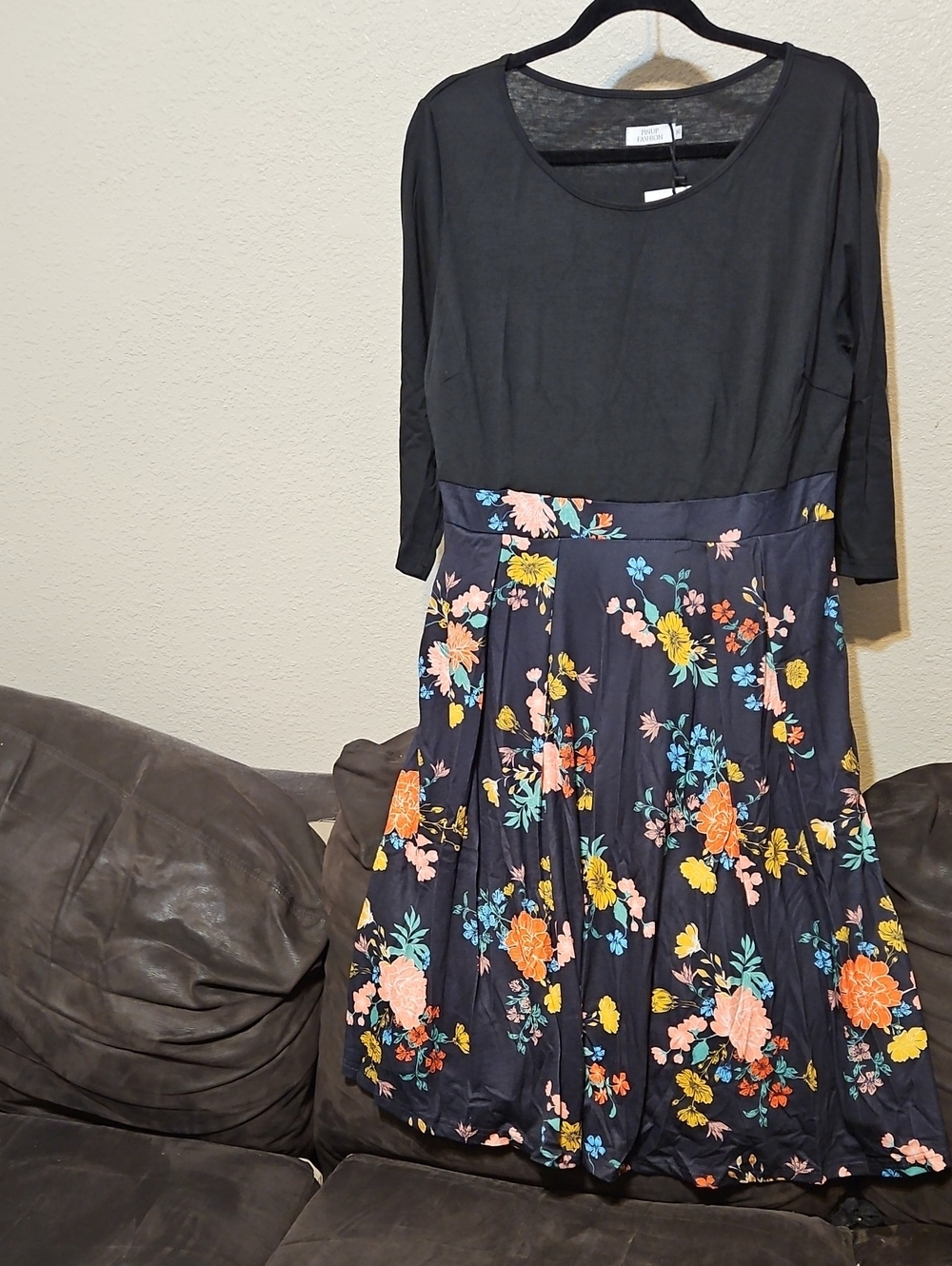 Pinup Couture Black Floral Fit & Flare Long Sleeve Dress